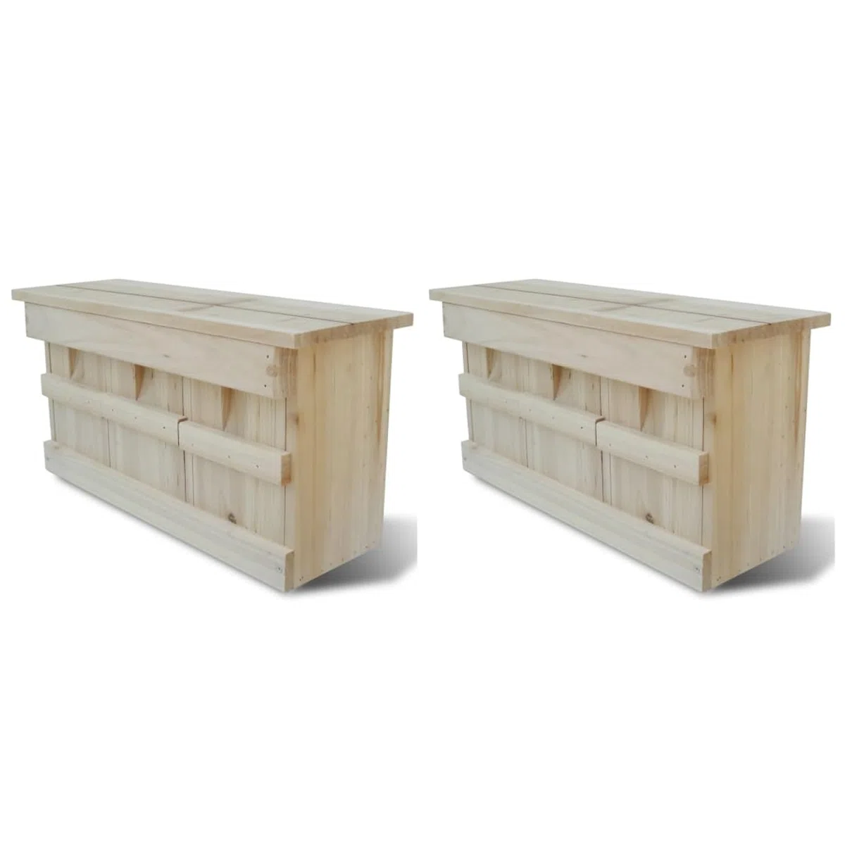 Casetta Nido per Uccelli in Legno Massello, 3 Camere con Porte Rimovibili, Dimensioni 44x15.5x21.5 cm, Adatta per Passerotti, Consegna Include 2 Pezzi
