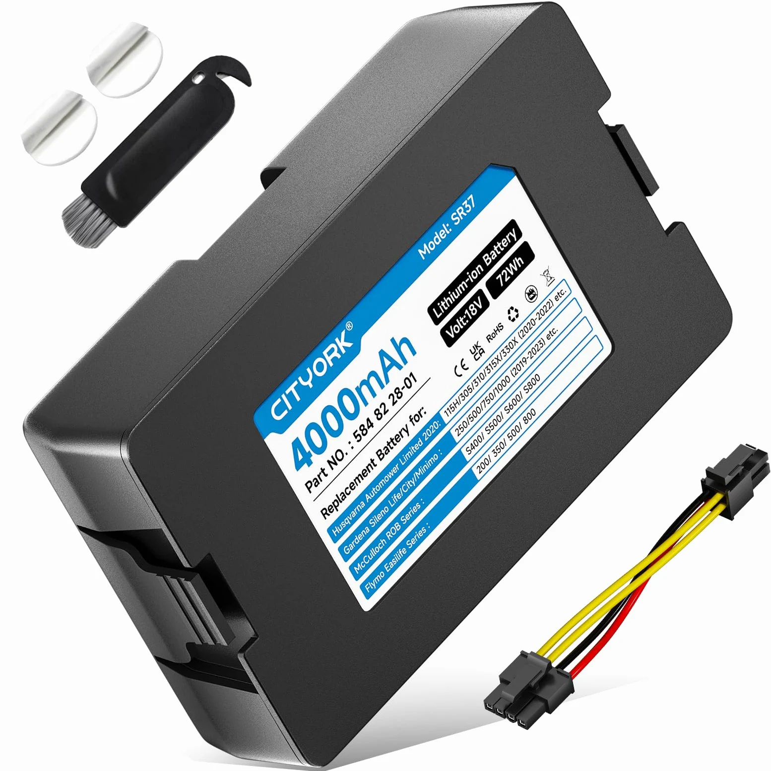CITYORK Tosaerba Batteria per Gardena Sileno Smart City/Smart Life/Minimo: 250/500/750/1000/1250 (2019-2023), per Husqvarna Automower Limited Edition 2020: 115H 305 310 315 315X (anno 2020-2022)