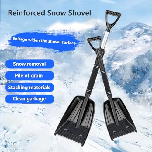 Pala da neve resistente, leggera, di grande capacità, con manico ergonomico in schiuma antiscivolo, set portatile di emergenza per auto e campeggio