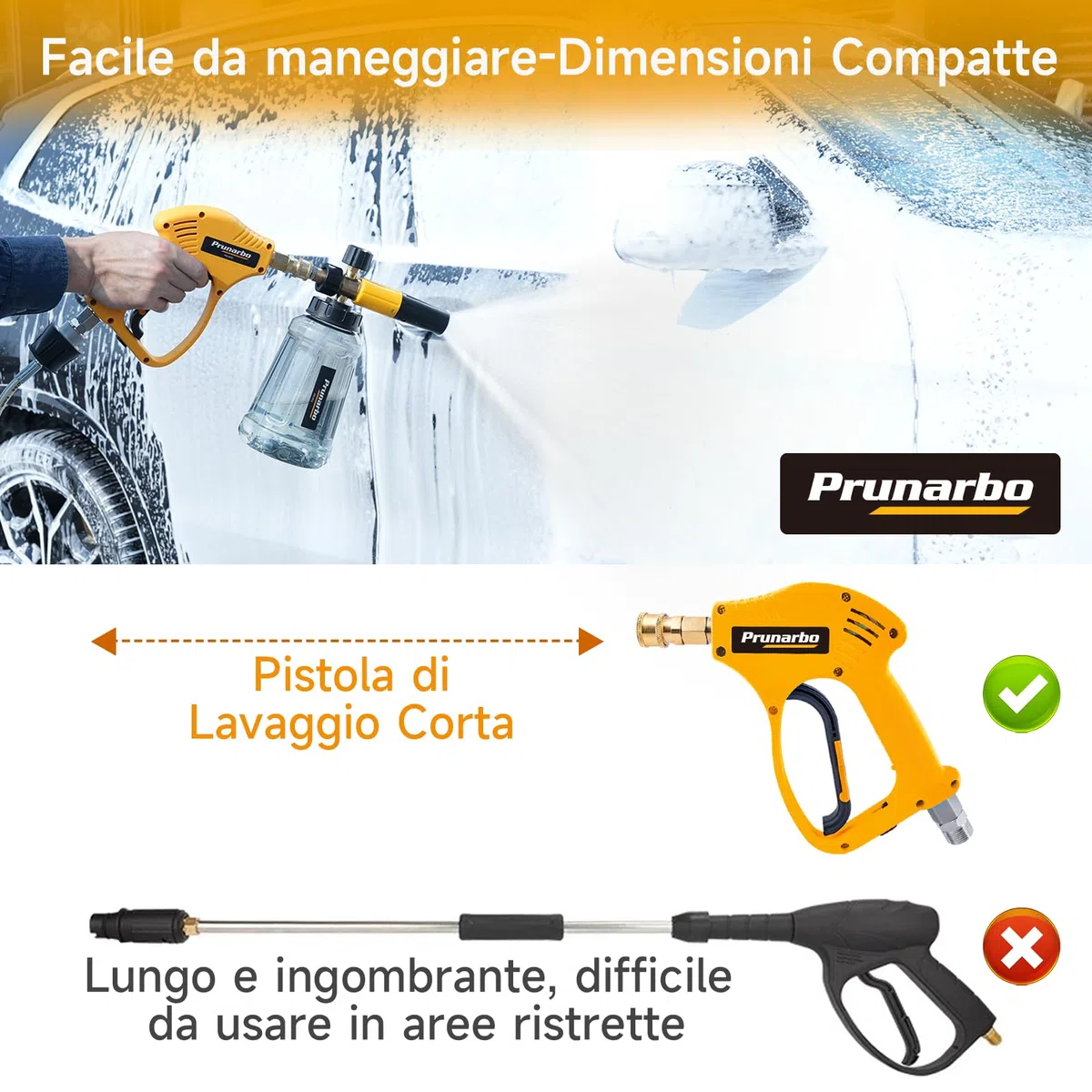 Pistola Per Idropulitrice Compatibile Con Kärcher K2-K7 | Con Cannone A Schiuma, Ideale Per Auto, Moto, Cortili E Mobili Da Giardino, Include 5 Ugelli Per Diversi Tipi Di Pulizia