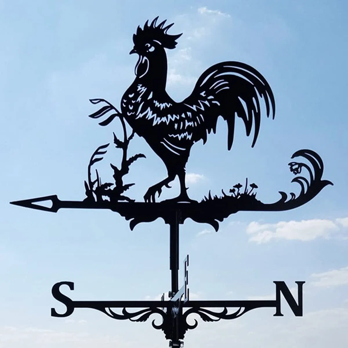Segnavento In Acciaio Inox, Banderuola A Forma Di Gallo, Indicatore Di Direzione Del Vento Per Giardino, Cortile, Fattoria, Decorazione, Nero