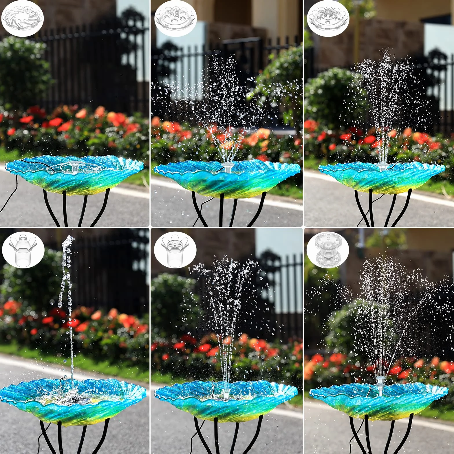 AISITIN Fontana Solare da Giardino Esterno 2 in 1 Fai da Te con Pannello Solare 3,5W Rimovibile, Pompa ad Energia Solare con 6 Effetti e Supporto Fisso – Ideale per Stagno,Bagno per uccelli,Giardino
