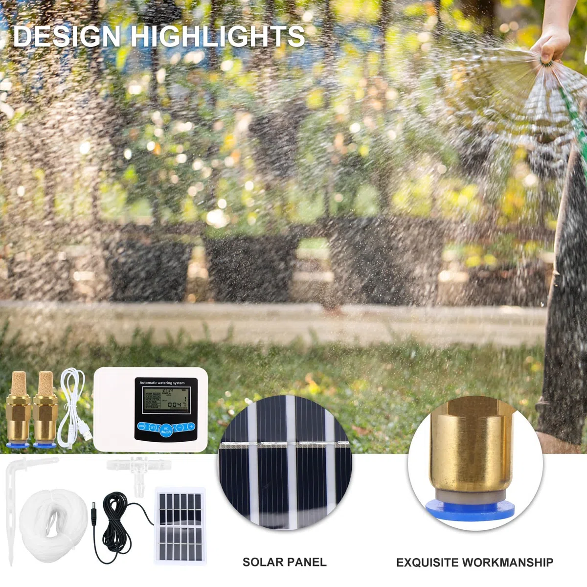 iplusmile Timer per Irrigazione Automatica Doppia Pompa, Controllo Regolabile Dell'acqua, Facile Installazione in Abs per Uso Giardino e Casa, Completo