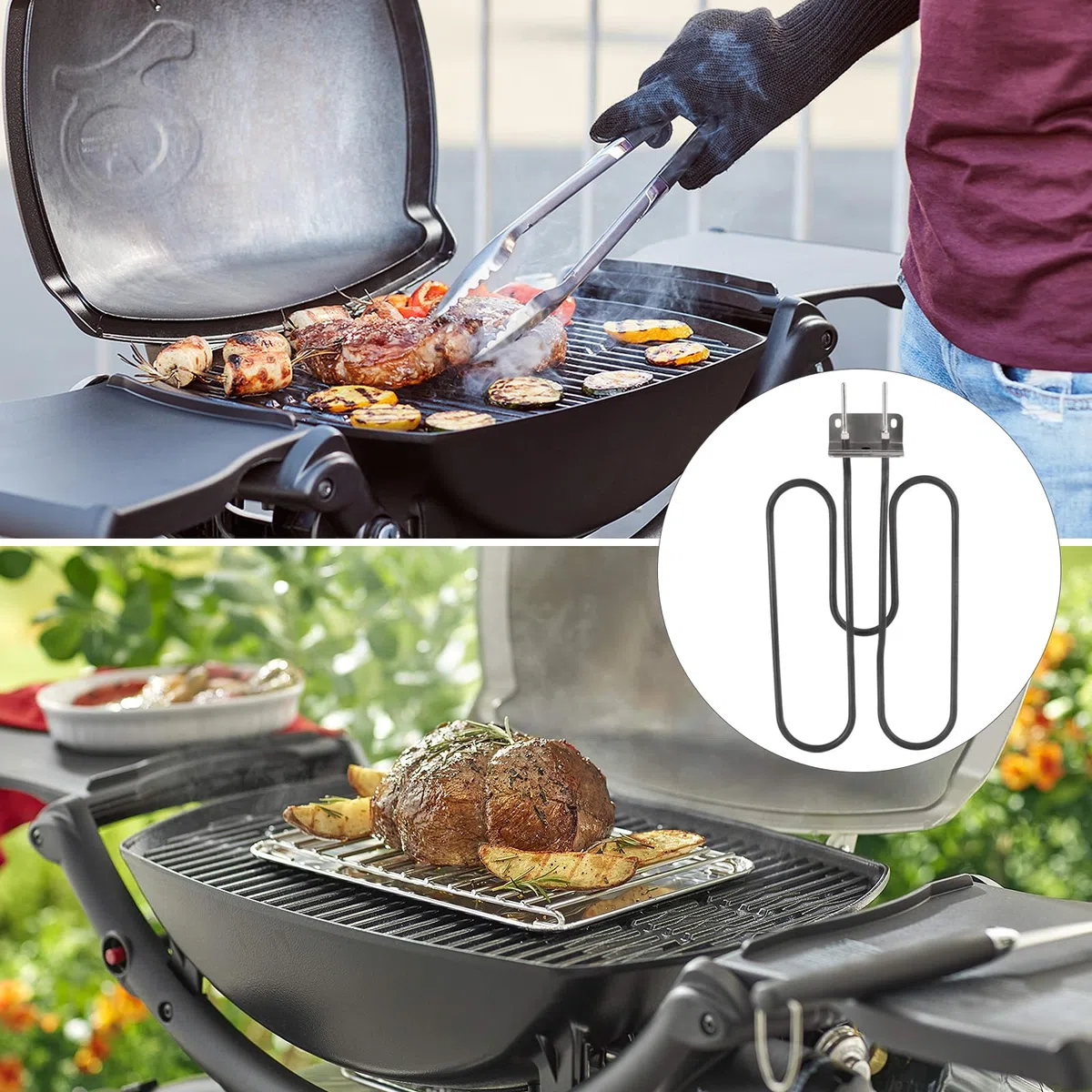 Kingsea Elemento Riscaldante per Griglie Weber Serie Q140 Q1400,Weber 80342 80343 65620,230 V 2200 W,Accessori per Weber