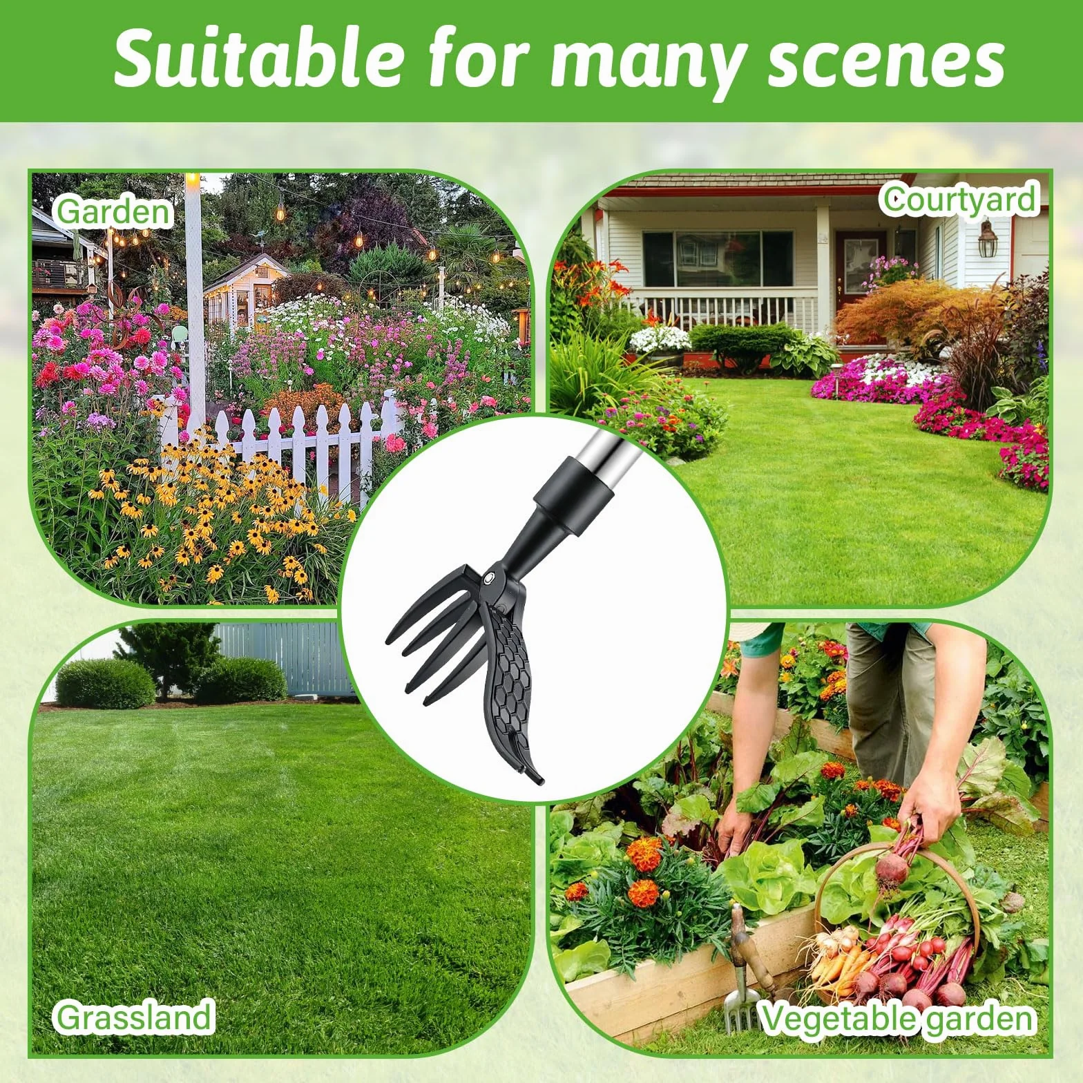 Estirpatore Erbacce da Giardino Estirpatore in Piedi Diserbante Rimovibile per la Rimozione delle Erbacce Strumento di Diserbo in Acciaio Inossidabile per Giardino Diserbo da Cortile Prato Utensili
