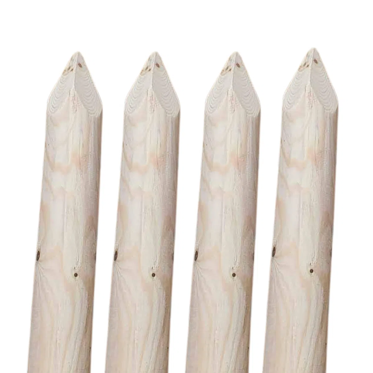 ø 6cm 4-Pack Paletti di Legno a Punta Lunghezza: 100 cm Recinzione Tondo Staccionata Pino Torniti Giardino Non Impregnato