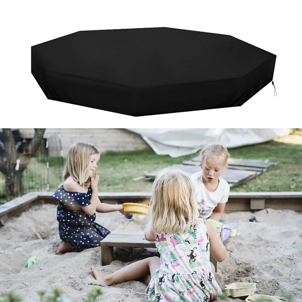 Copertura ottagonale per sabbiera, progettata per uso esterno, con tessuto Oxford 210D, chiusura a coulisse e maniglie per il trasporto (nero)
