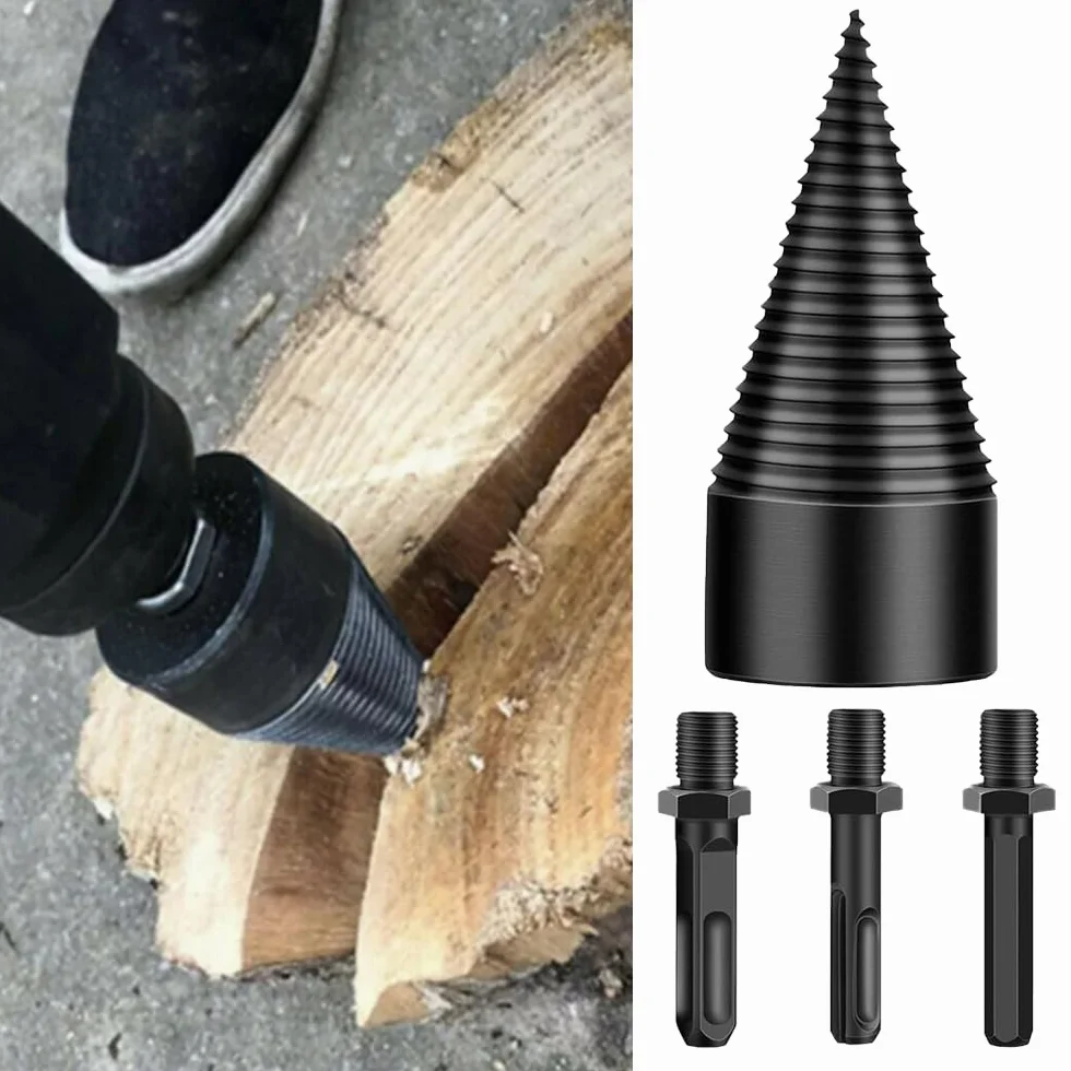 Cono per trapano spaccalegna da 50 mm, cono a vite per spaccalegna, trapano per spaccalegna, trapano per spaccalegna con 3 manici per trapano, trapano per spaccalegna, cono a vite per spaccalegna