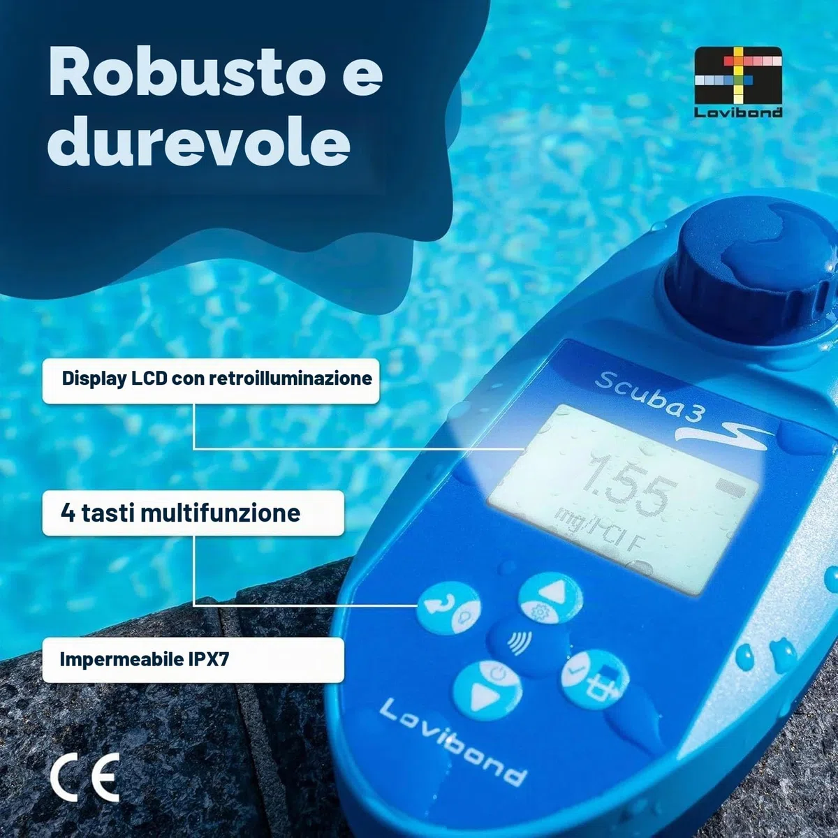 Lovibond Scuba II - Set convenienza misuratore elettronico per cloro e valori pH per piscina + confezione con pasticche