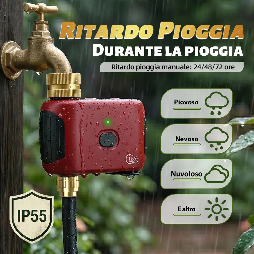 GIEX Timer per irrigazione WiFi, programmatore intelligente per rubinetto da giardino, compatibile con Alexa e Google Assistant, funziona con app Tuya Smart Life, sistema di irrigazione automatico