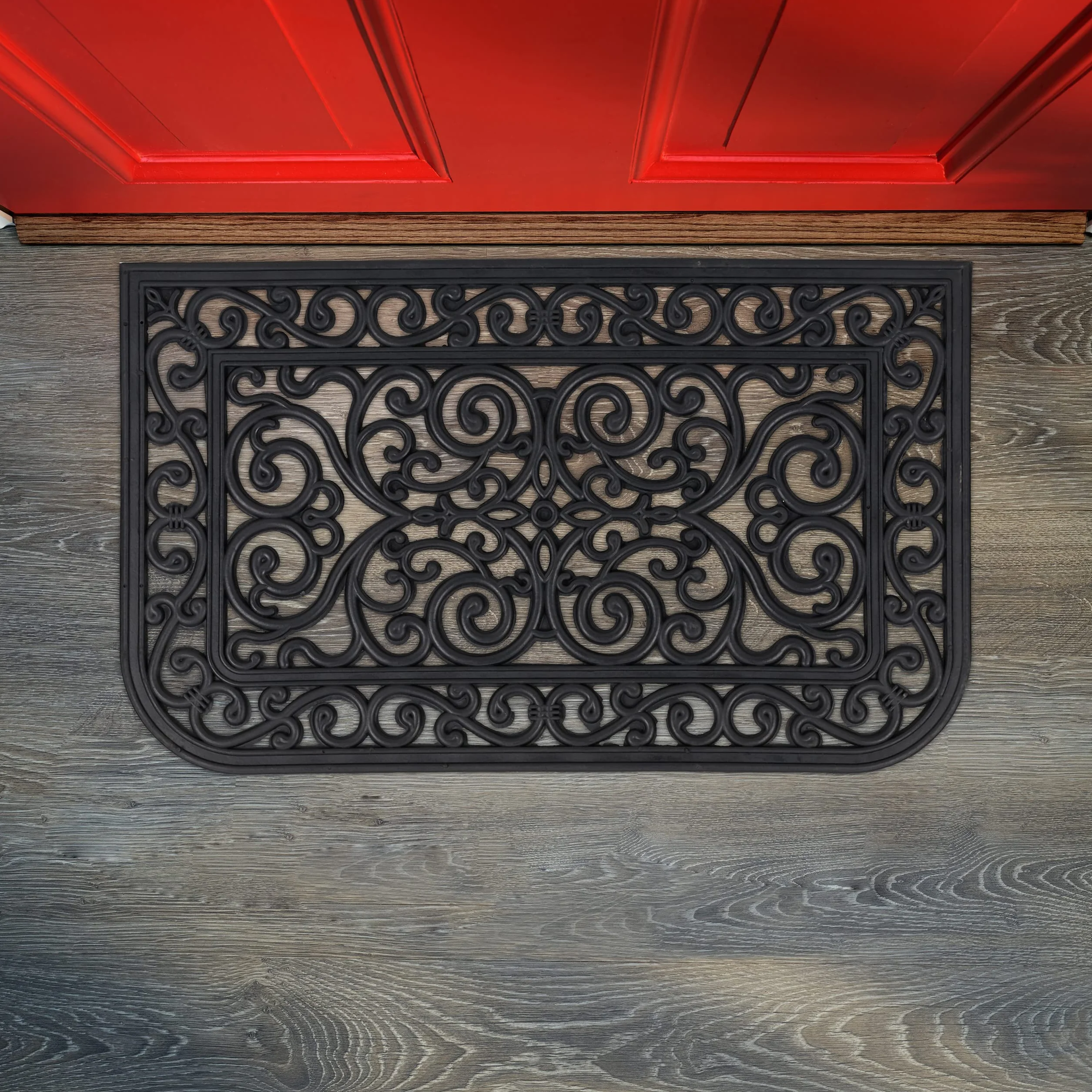 Relaxdays Zerbino in Gomma, Effetto Ghisa, 75x45 cm, Antiscivolo, Impermeabile, Tappetino Entrata, Indoor&Outdoor, Nero