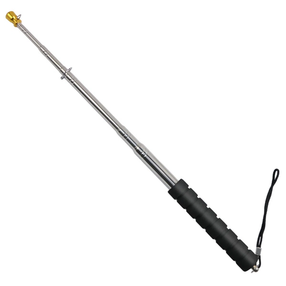 Palo telescopico da 2,5 m in acciaio inox, palmare telescopico, con manico antiscivolo, portatile, estensibile, per guida turistica, nero