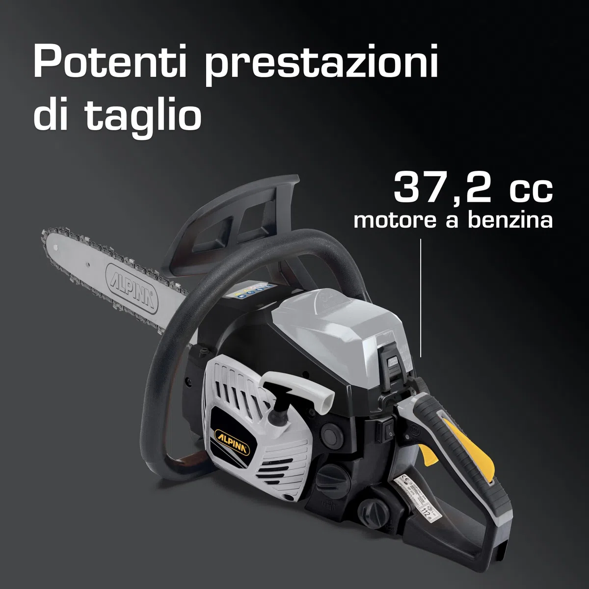 Alpina ACS 39 Motosega a Scoppio, 1.2 kW, 35 cm – Easy Start, Pompa Olio Automatica Regolabile – Per taglio legno domestico