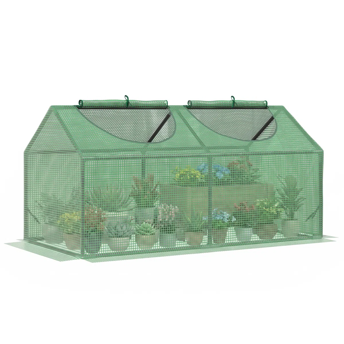Outsunny Serra da Giardino a Casetta con Copertura in PE, Serra per Orto con Picchetti e Bordi Estesi per Piante e Fiori, 120x60x60cm, Verde