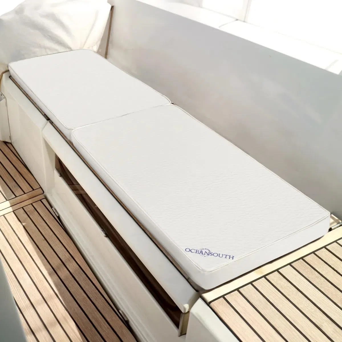 Oceansouth Cuscino per panca da barca in tessuto di poliestere (bianco, 370 mm x 1300 mm)