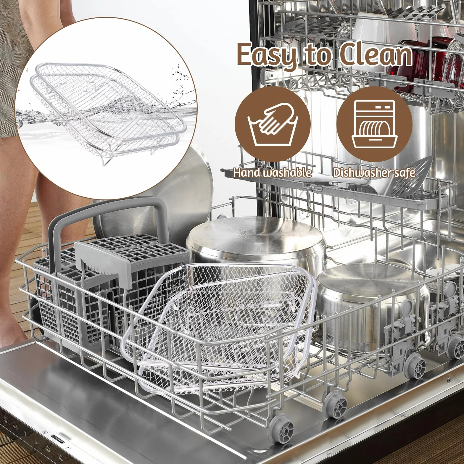 Rack per Friggitrice Ad Aria in Acciaio Inossidabile 304, 20cm Impilabile Accessori per Friggitrice Ad Aria per, Torre Quadrata Cestello per Friggitrice Ad Aria, Cestello per Griglia
