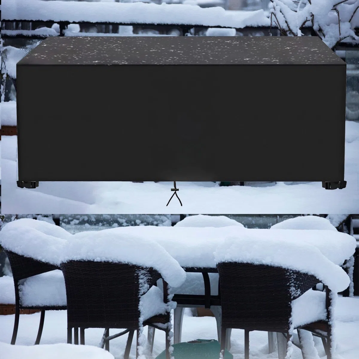Copertura Tavolo Esterno Impermeabile 180x150x55cm/LxWxH Copri Tavolo da Esterno Impermeabile Telo Copri Tavolo Esterno Impermeabile Tavoli e Sedie da Cortile Raggi UV Copertura Mobili Giardino-Nero