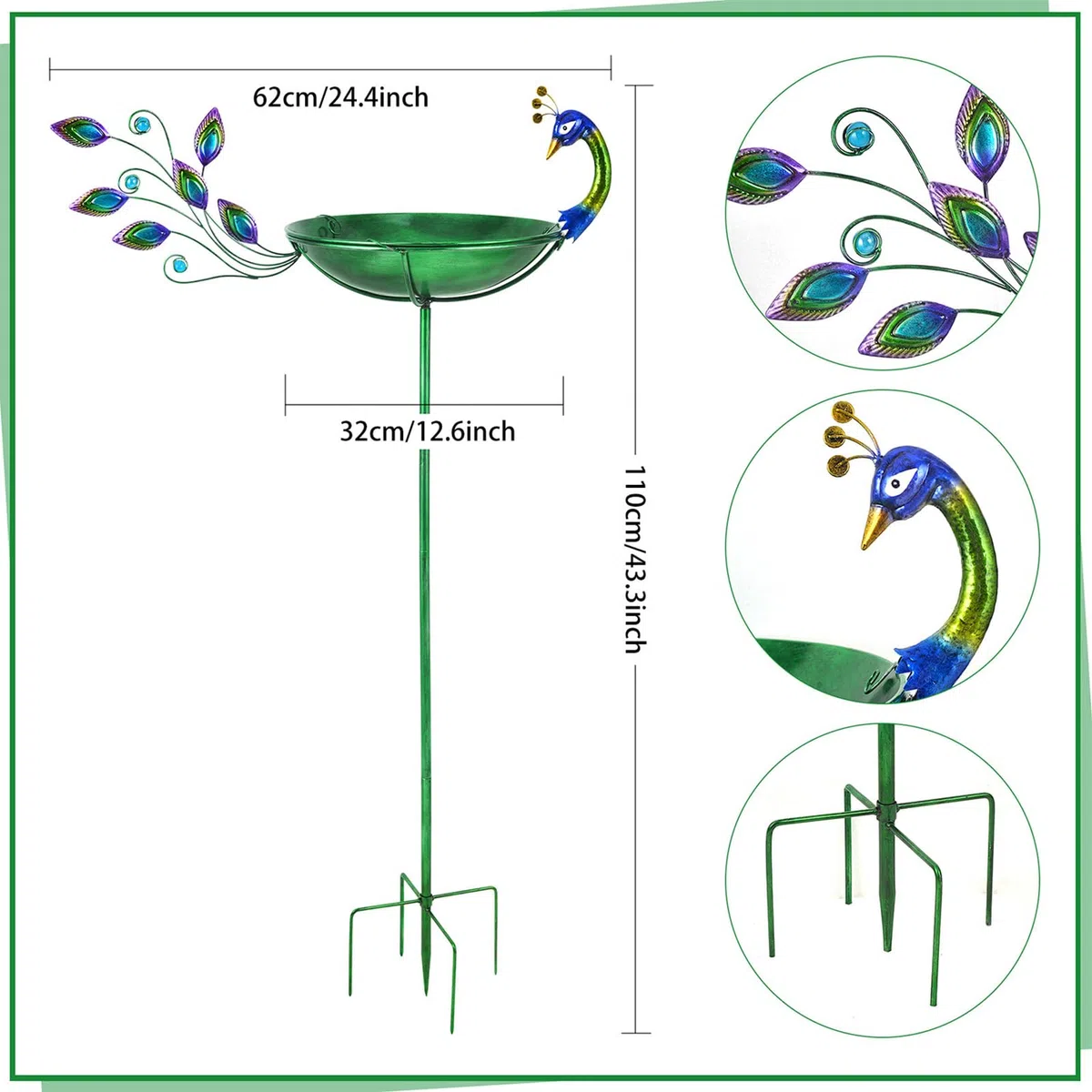 Fontane per Uccelli da Esterno Vasca in Metallo con Design Animale | Bagno per Uccelli da Patio Resistente alle Intemperie Per Balcone Terrazza Giardino Prato Decorazione Fontana