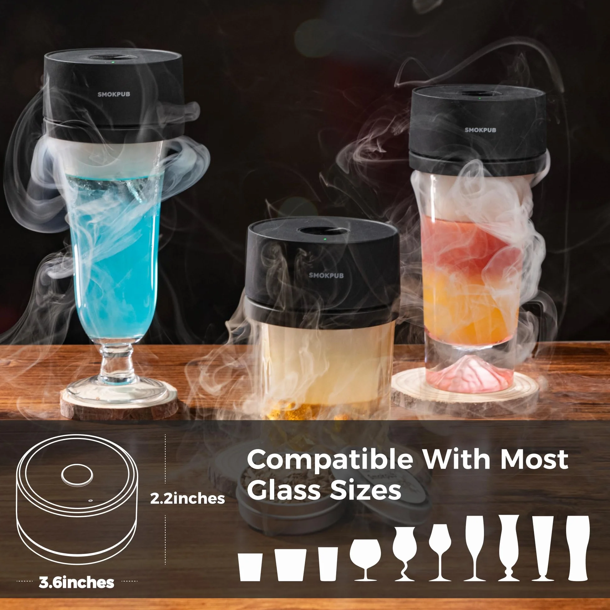 Kit fumatore di whisky elettrico con 6 chip di legno, kit affumicatore da cocktail ricaricabile, accendino integrato, non necessita di butano, compleanno, Natale, anniversario, regalo di whisky