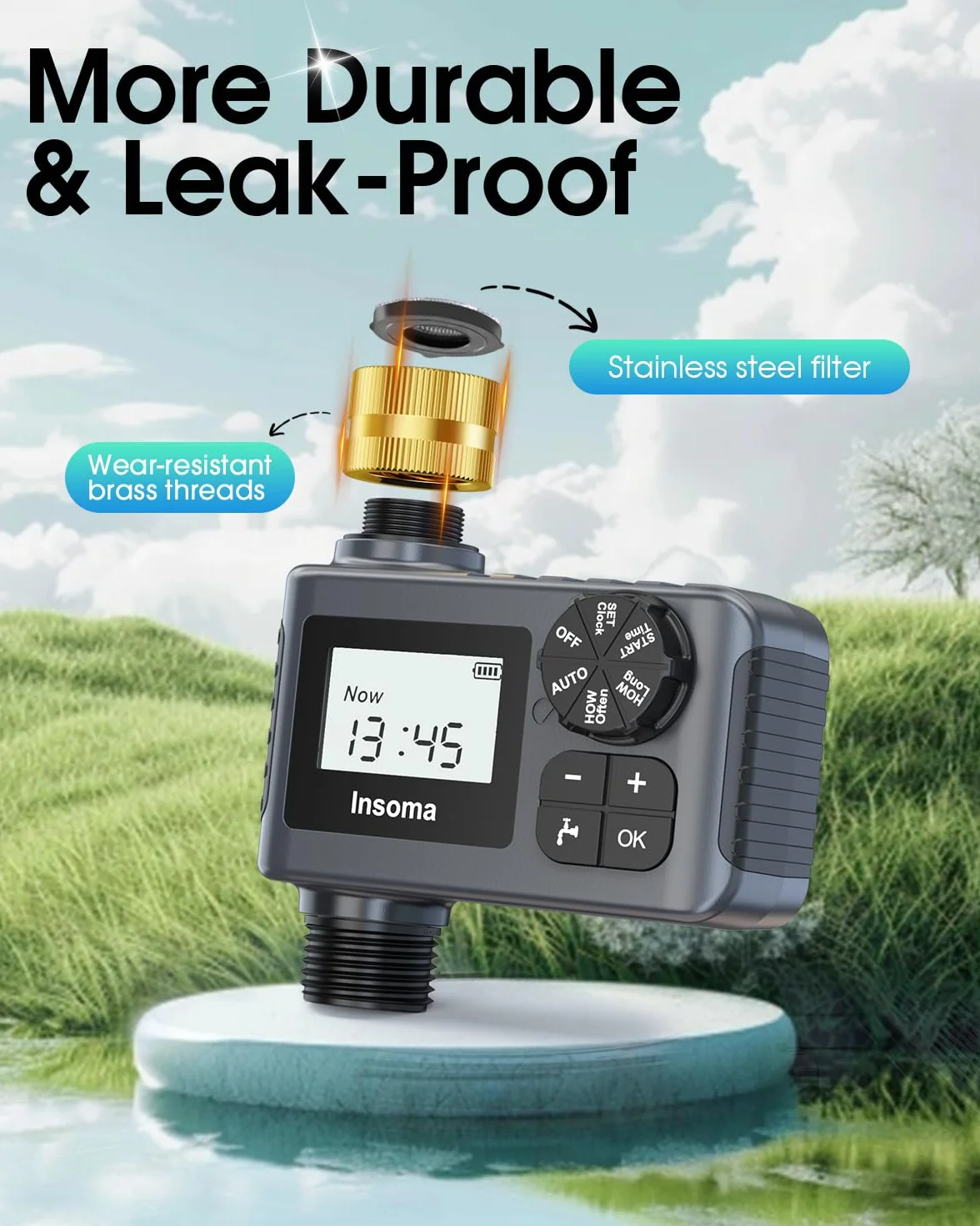 Timer dell'acqua per tubo da giardino esterno, timer per tubo flessibile con ritardo della pioggia/modalità manuale, sistema di controllo automatico per irrigazione a goccia per irrigazione da