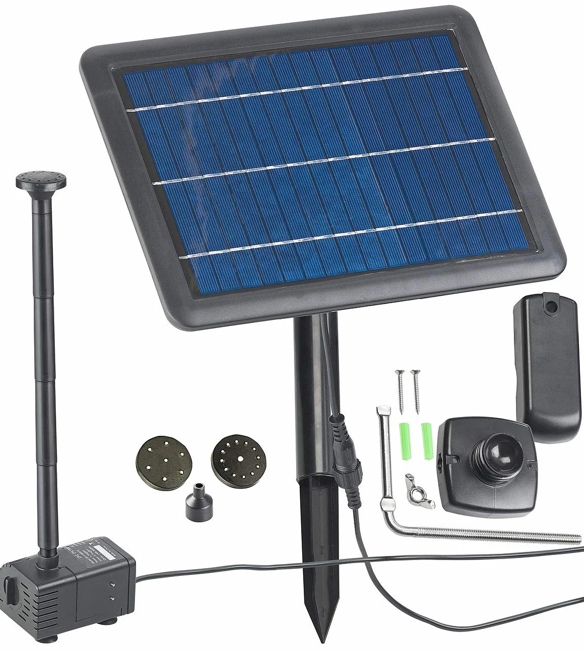 Royal Gardineer Solare Pompa per laghetto: Pompa per laghetti e fontane con Pannello Solare da 4 Watt e Funzionamento a Batteria (Solare Fontana, Solare Pompe per laghetti con Pacco Batteria)