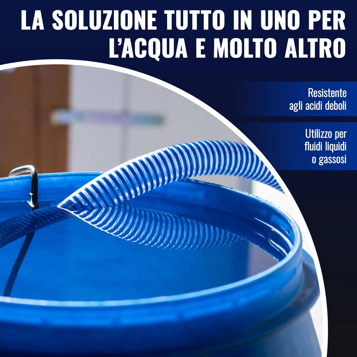 Poppstar PVC Tubo di aspirazione per acqua con spirale 1" (25m diametro interno 25mm/diametro esterno 32, fino a 8 bar) resistente a raggi UV, al vuoto e alla pressione