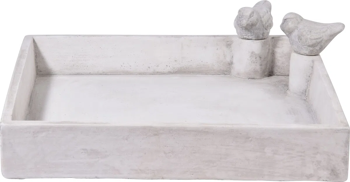 dobar® 12979e - Abbeveratoio Quadrato per Uccelli carré – Grande Bagno per Uccelli in Cemento, per Uccelli Selvatici – Abbeveratoio per Giardino/terrazza/Balcone – 29 x 29 x 5 cm – Bianco