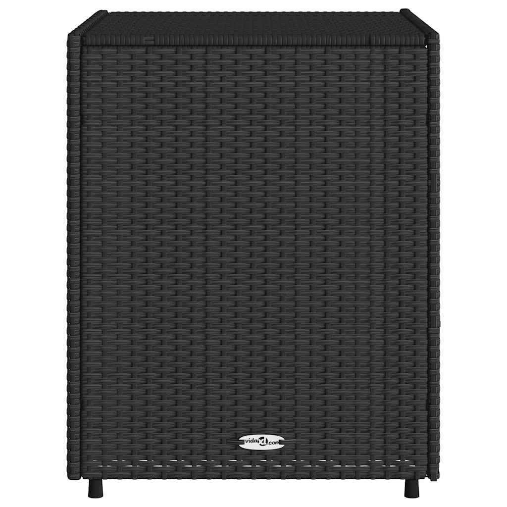Armadio da giardino nero in polyrattan, 55 x 59 x 69 cm, con 3 cassetti, telaio in acciaio verniciato a polvere, contenitore per esterni, per giardino, piscina, terrazza, impermeabile e