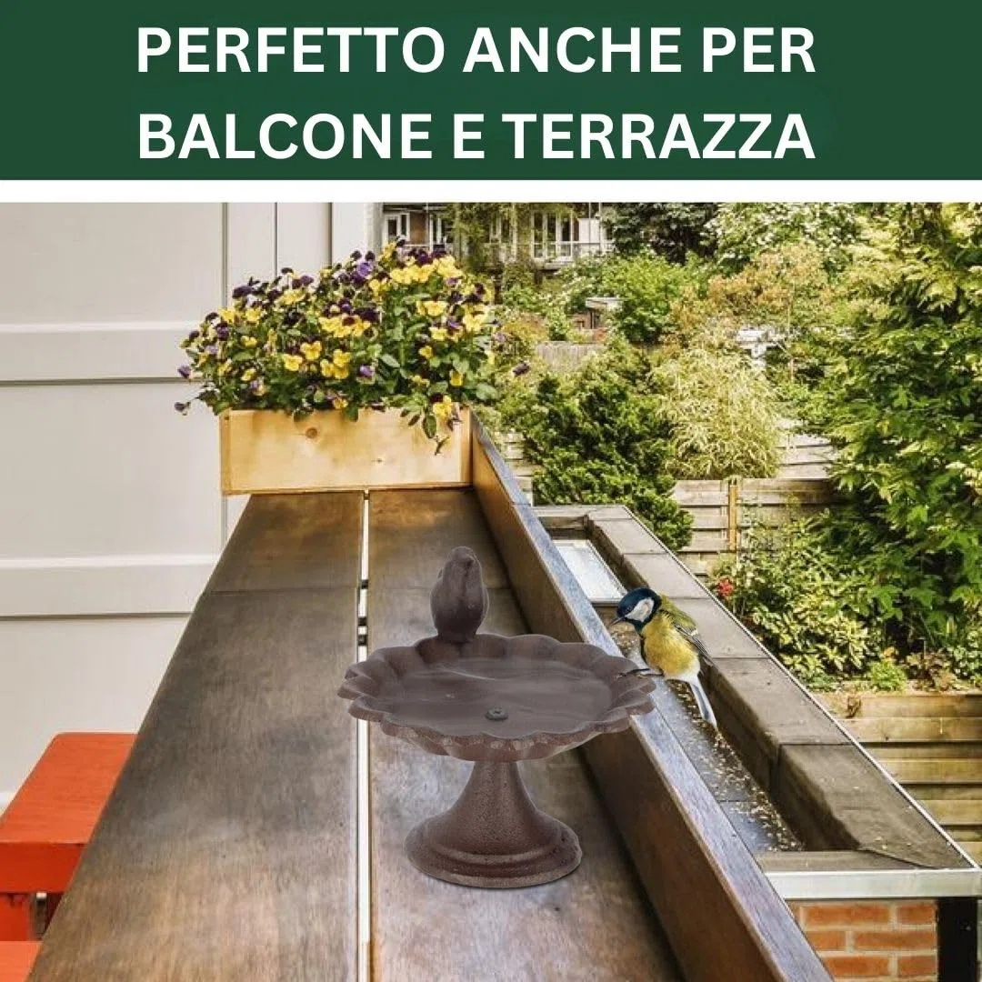Abbeveratoio per uccelli per uccelli selvatici, punto d'acqua, resistente alle intemperie e al gelo (uccelli con piede)