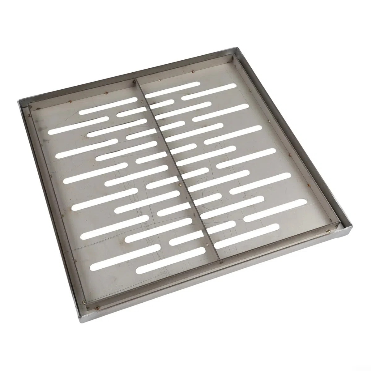 Copertura rettangolare per scarico fognario esterno con telaio in acciaio inox, copertura di drenaggio per acqua rapida per interni ed esterni (300 x 300 x 20 mm)