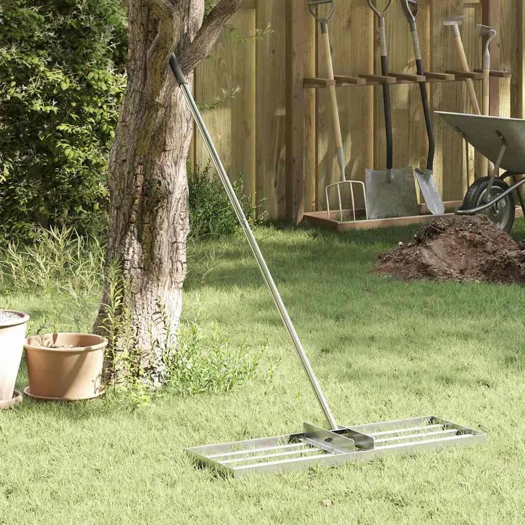 vidaXL Tuin Egalisatie Hark Zilver 75 x 25 x 200 cm Roestvrij staal