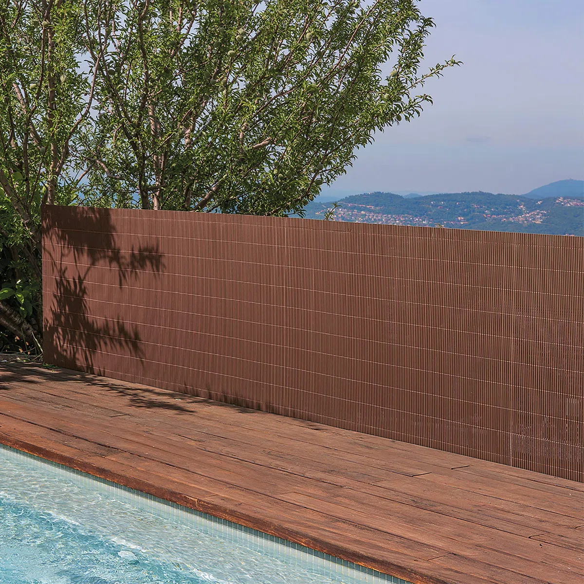 TENAX Colorado 1,50x5 m Marrone, Canniccio Sintetico a Canne Intere da 7mm, Schermante Frangivista in PVC per Giardino, Balcone e Terrazza