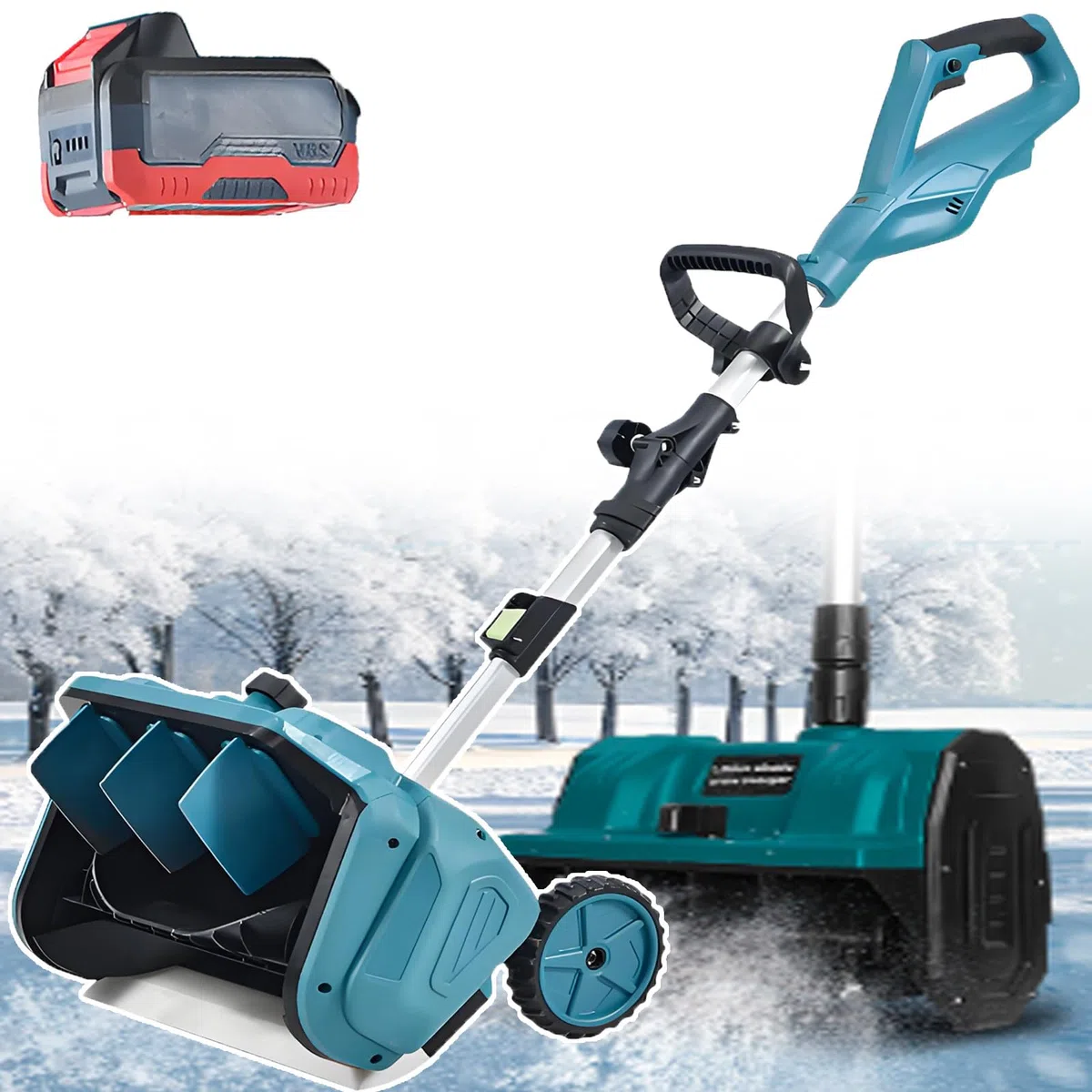 Pala da neve elettrica senza fili, spazzaneve senza spazzole da 1000 W, design ergonomico, batteria da 4500 mAh, larghezza di rimozione della neve da 40,7 cm, controllo della direzione a 45°, 2