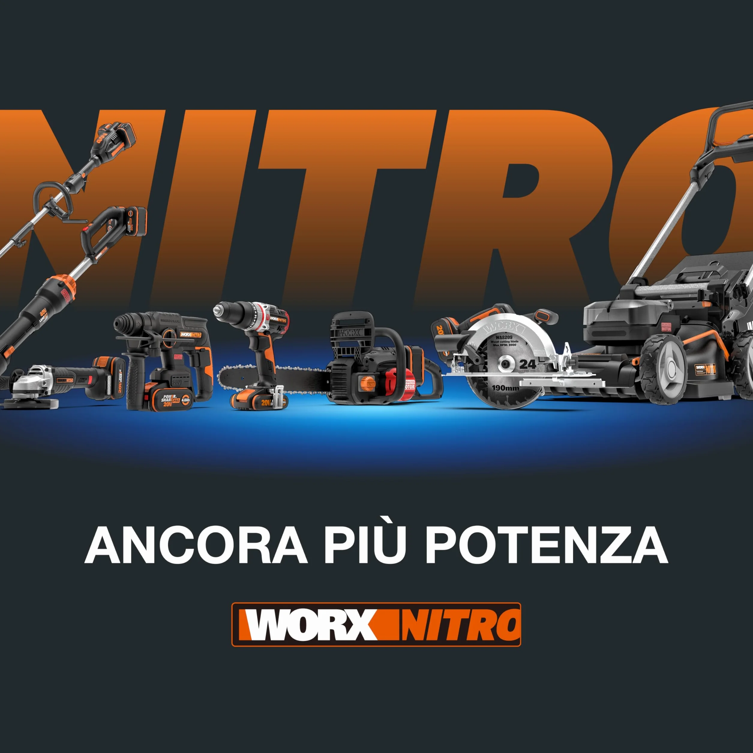 WORX Nitro WG325E Mini Motosega potatore a batteria, Motore Brushless, lubrificazione automatica, leggera e compatta, Motosega Elettrica, PowerShare 20V, con batteria e caricabatterie