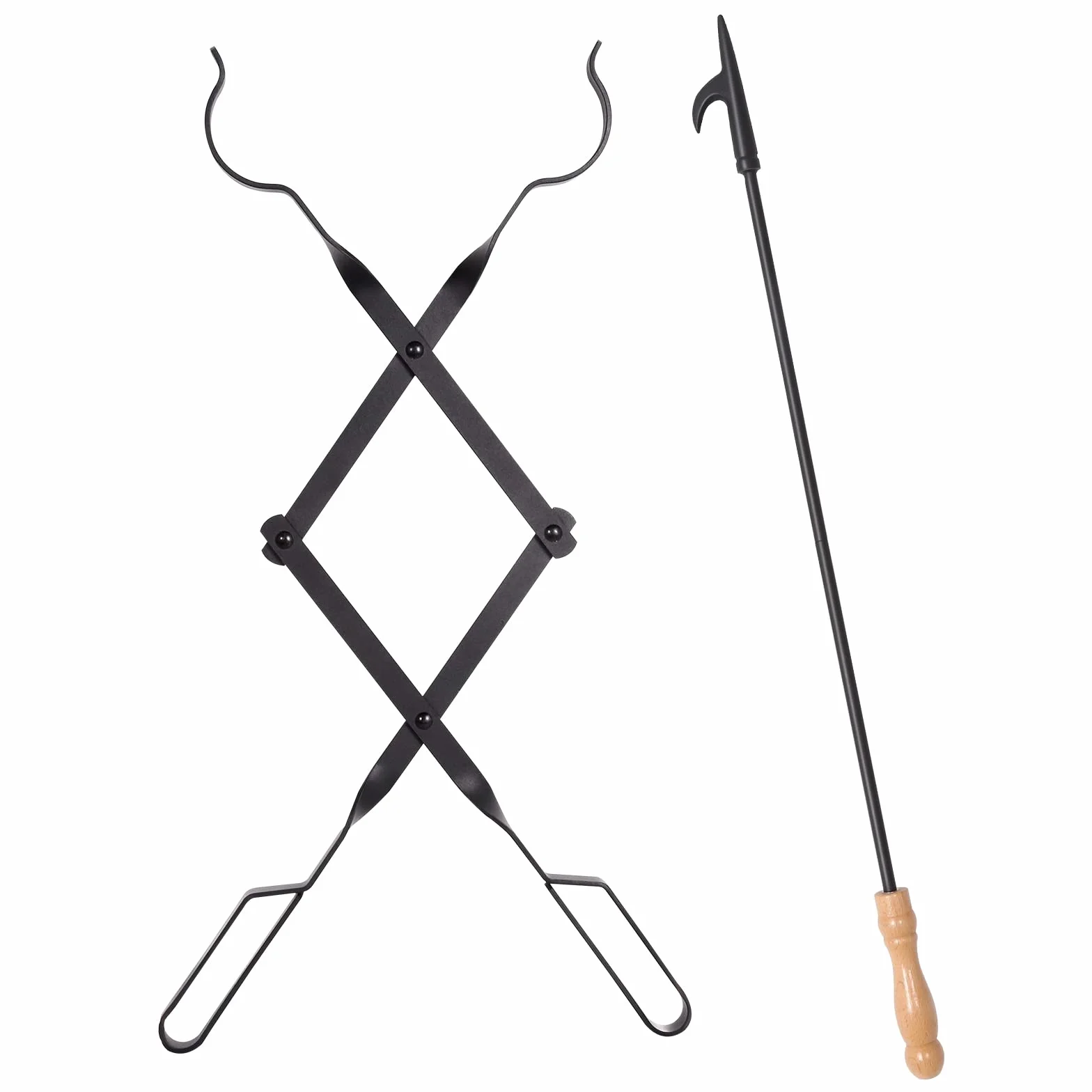 Kit Attrezzi da Caminetto 2 Pezzi, Pinze per Caminetti & Attizzatoio, Outdoor Camino per Falò e Stufe