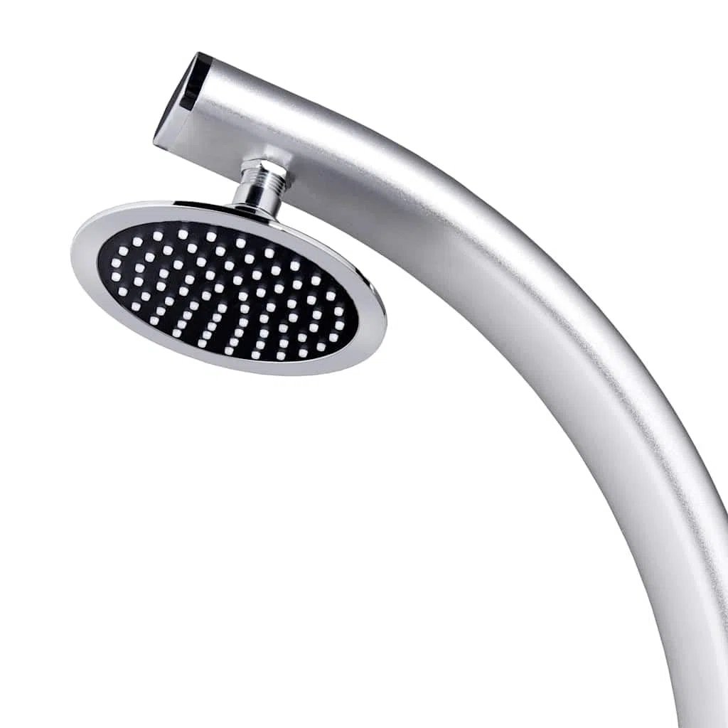 Doccia da giardino in alluminio, altezza 215 cm, con soffione e doccetta per giardino, piscina, vasca idromassaggio, accessorio per esterni, terrazza, uso estivo, resistente alle
