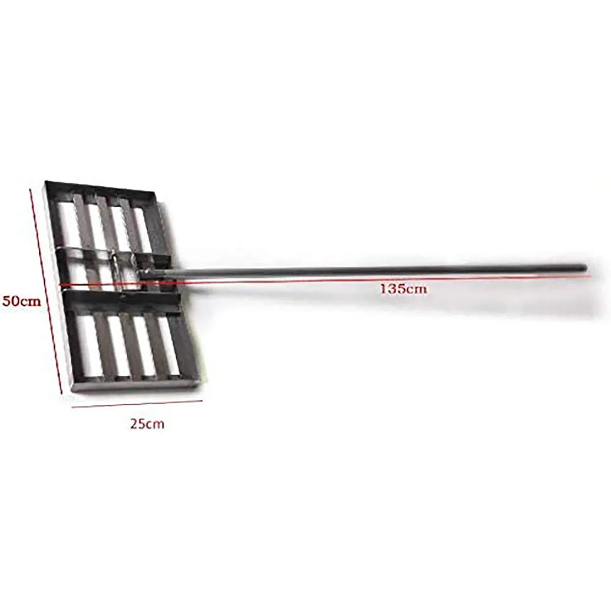 Rastrello livellatore per prato, in acciaio inox resistente, di grande capacità, manico da 109 cm, per giardino, campo da golf, strumento di livellamento