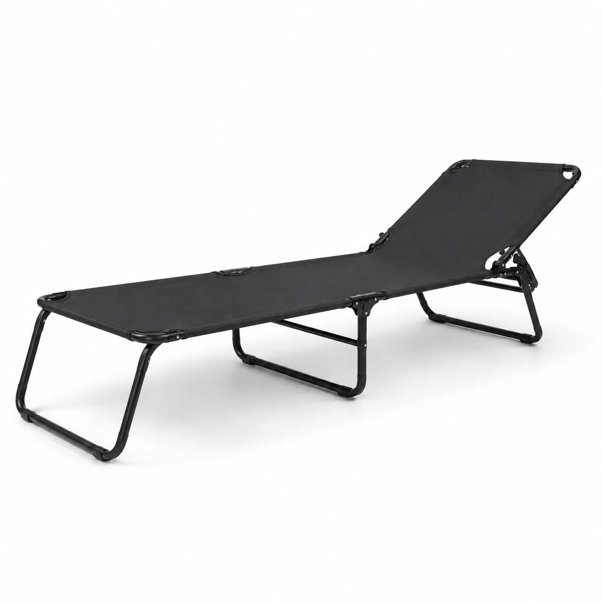 Lettino Pieghevole Prendisole Senza Tettuccio Parasole Schienale Reclinabile Regolabile Struttura In Metallo Nero Sedia Sdraio Per Spiaggia Mare Giardino Piscina 187 x 53 x 24 Cm Nero