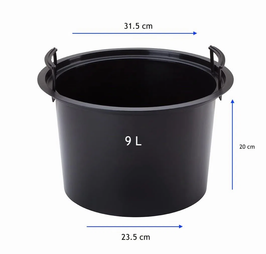 Vaso per piante XXL, forma rotonda allungata, effetto 3D, ondulato, colore: grigio antracite, con inserto rimovibile, diametro x altezza: 35 x 68,5 cm