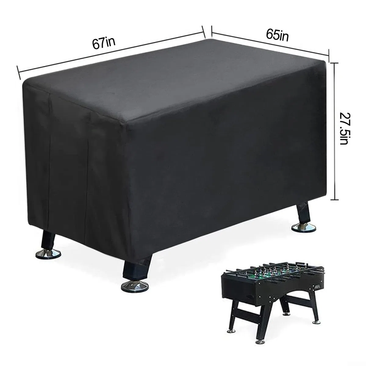 StarRing Copertura per tavolo da biliardino, impermeabile, per interni ed esterni, resistente ai raggi UV, per tavoli da calcio standard, 160 x 117,5 x 79,5 cm, in poliestere nero