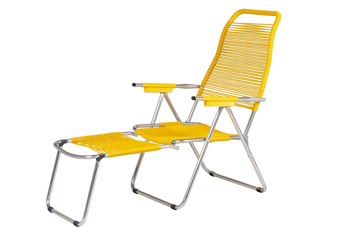 Fiam Spaghetti - Poltrona Relax Cordonata Da Esterno - Telaio Alluminio, PVC Giallo