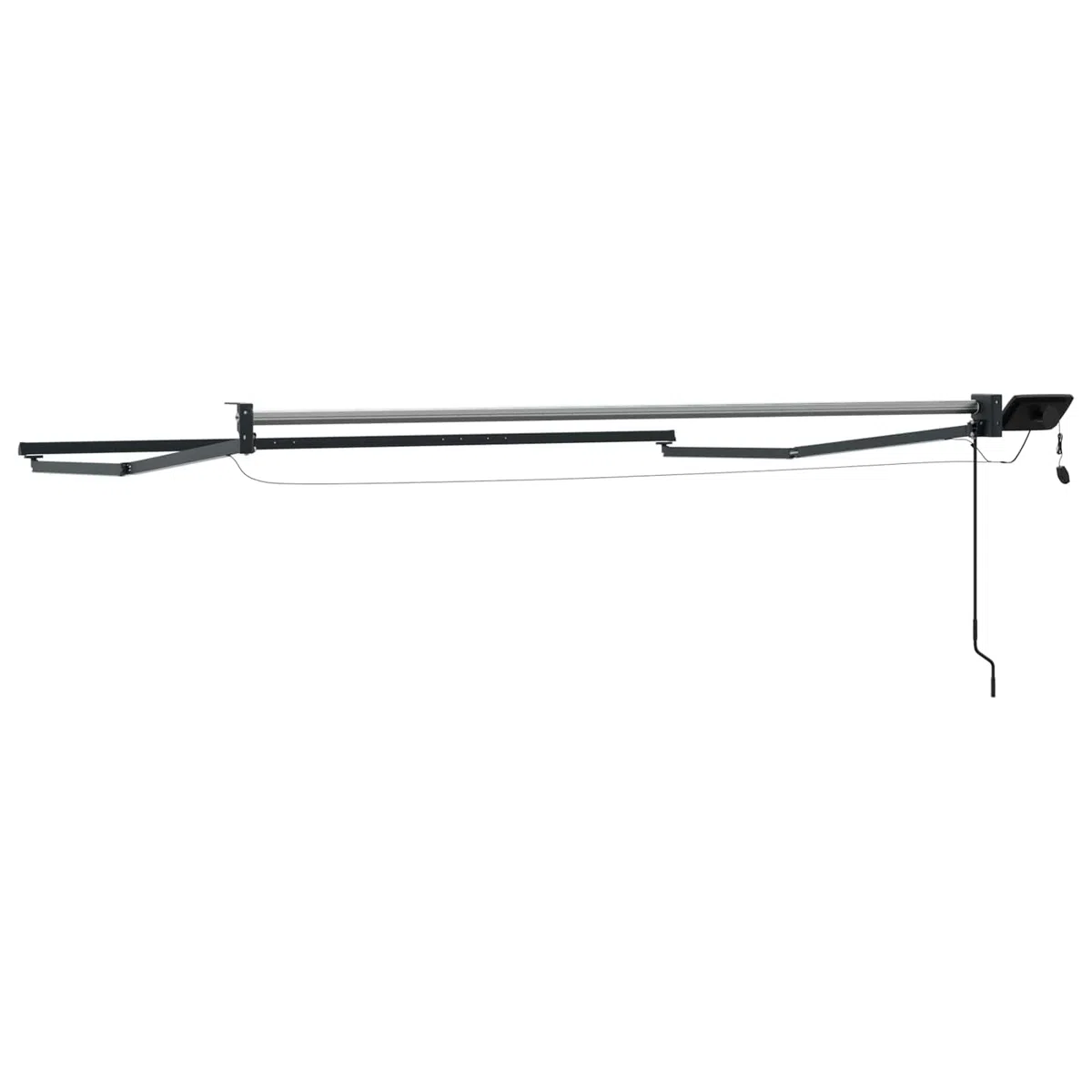 Telaio elettrico per tenda da sole antracite in alluminio, 3 x 2 m, con luci a LED a energia solare, funzionamento a manovella, resistente alle intemperie, per terrazza, giardino, balcone