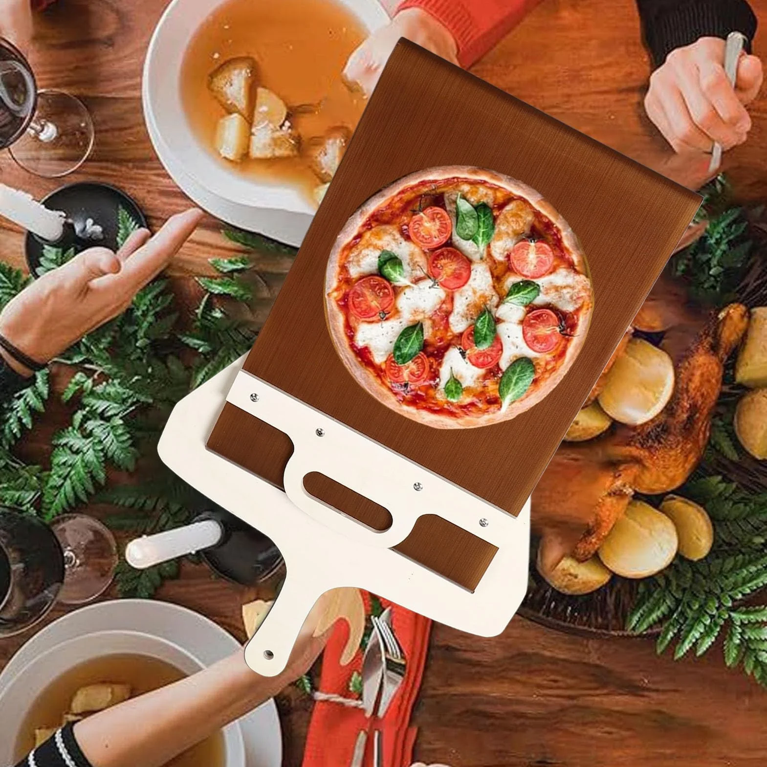 Pala per Pizza Scorrevole, Cursore per Pala per Pizza per Trasferimenti Torta di Pizza, Pala per Pizza Antiaderente Leggera con Manico, per Cuocere la Pizza Fatta in Casa in