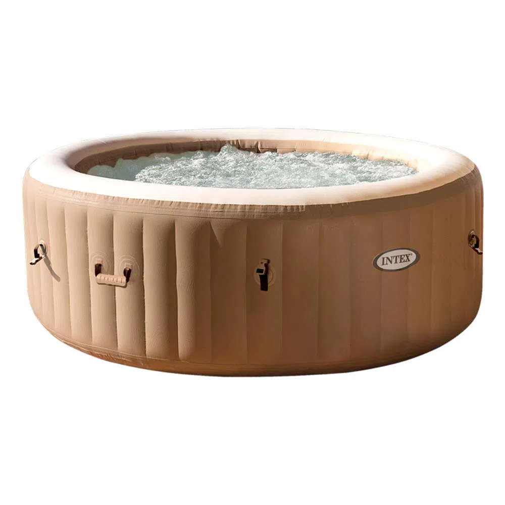 Intex 28428 Pure Spa Bubble Therapy, 216 X 71 Cm 6 Posti, Sabbia, con Pompa, Riscaldatore, Sistema Purificazione Acqua, Beige Classic & 28503 Luce A LED Multi-Color con Batteria per Bubble Spa