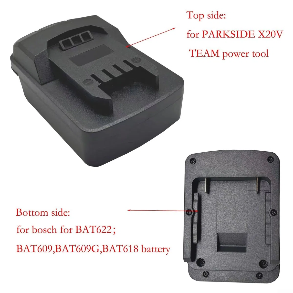 Adattatore per batterie agli ioni di Litio Bosch per BAT622 BAT618 BAT609 Compatibile con Parkside X20V Team Power Tool Battery Converter con Piastra Protettiva e Design Antiscivolo