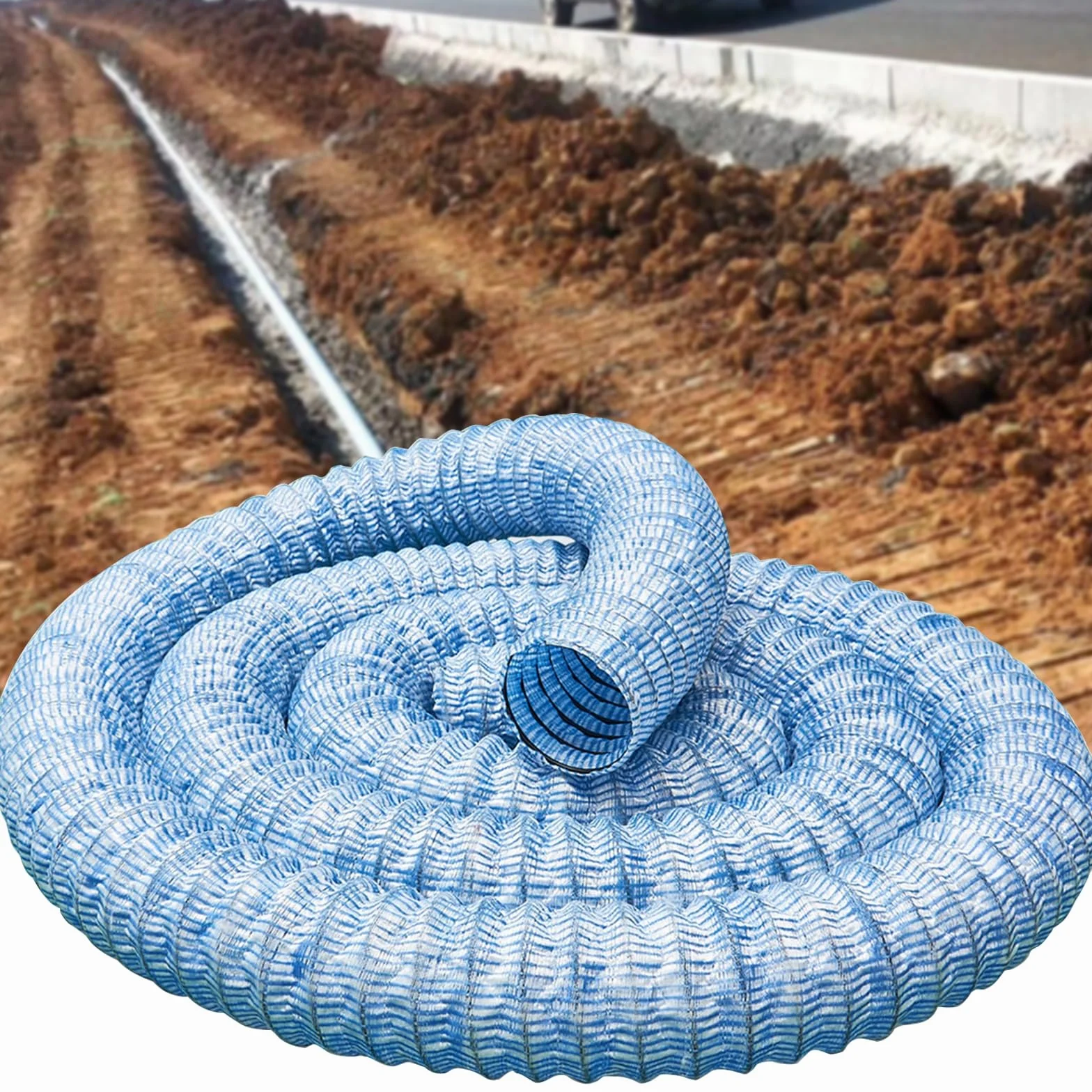 Estendibile Tubo Drenante, Forato Ø50/100 Tubo Drenante, Fibra Poliestere & Filo Acciaio Tubo Drenante Flessibile, Corrugato Tubo Drenante Sotterraneo per Cortile(50mm,12m)