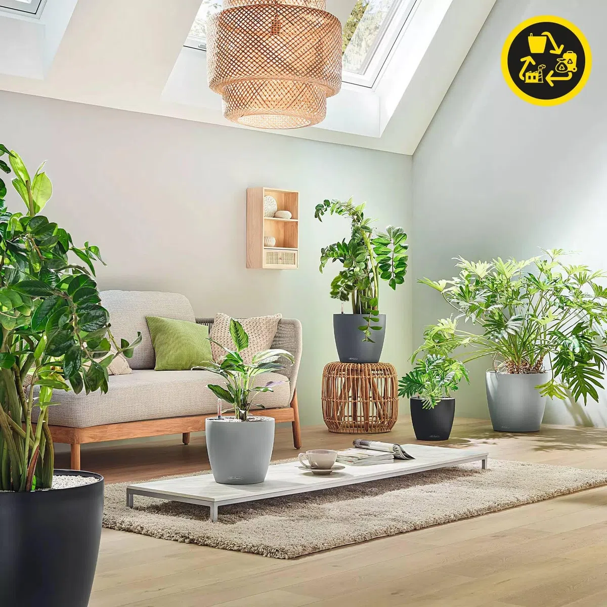 Lechuza - Vaso classico color eco 60 grigio scuro | vaso con sistema di irrigazione e indicatore del livello dell'acqua|in plastica 100% riciclata | superficie opaca | Ø 60 x 55,5 cm | 18955