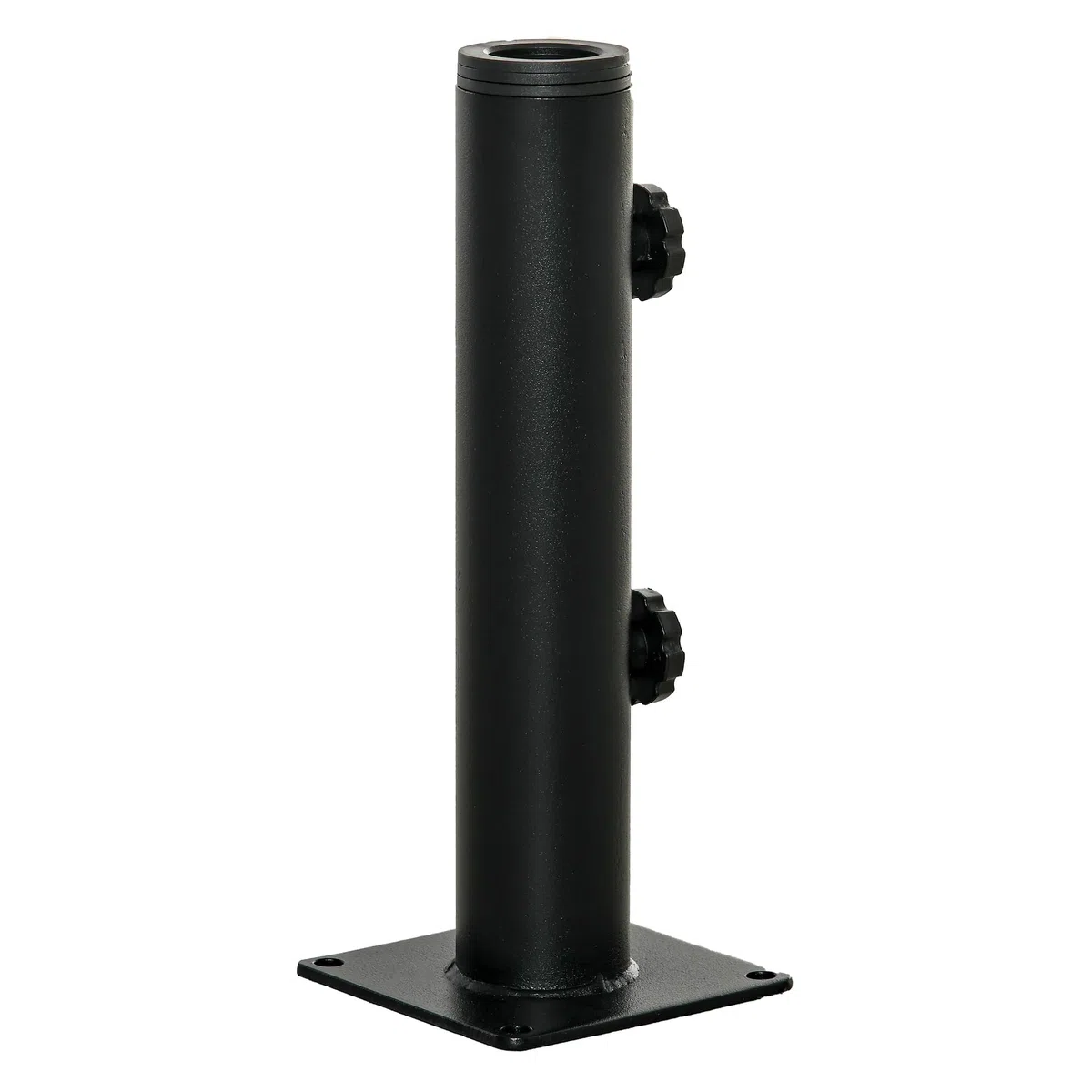 Outsunny Base per Ombrellone, Basamento per Ombrellone in Metallo, per Pali di Ombrelloni da Ø34/38/48 mm, per Patio, Pontile, Giardino e Cortile, Nero