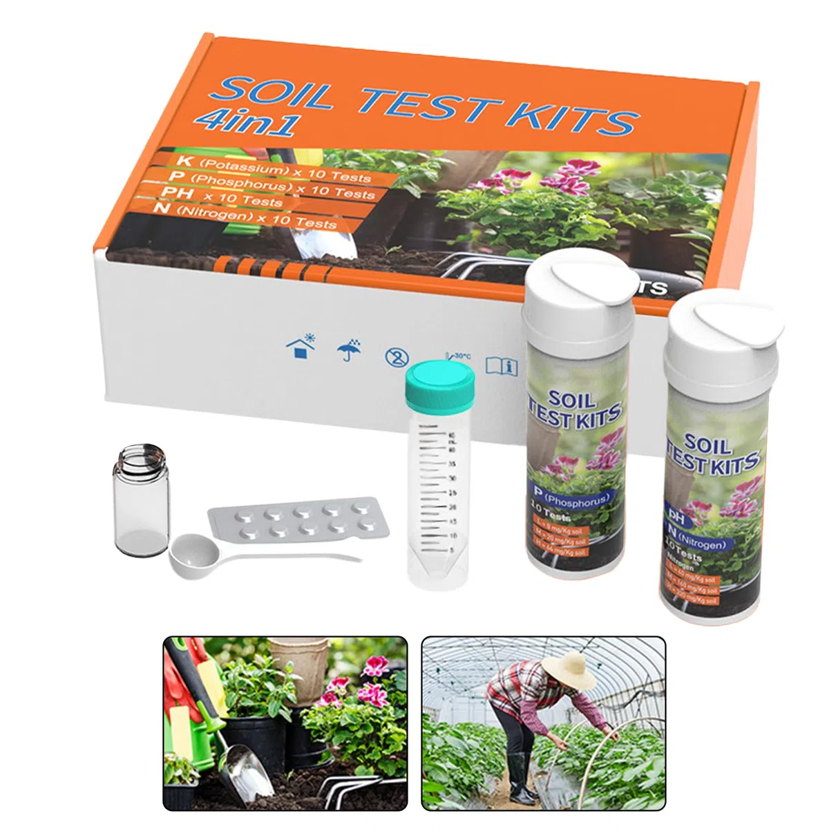 Kit Per Analisi Del Terreno Da Giardino - Strumento di Misura Multifunzione per Prati,Analizzatore Nutrienti per Viti Paesaggio Cortili Piante in Vaso Giardini Fattorie