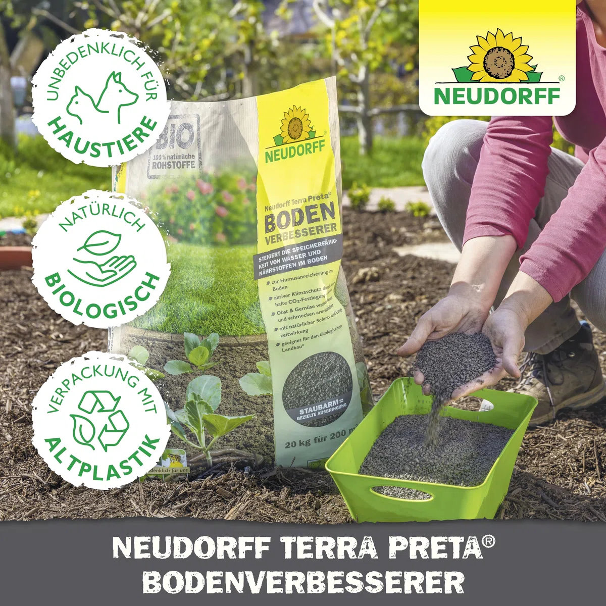 Neuendorf Neudorff Terra Preta - Fertilizzante Biologico con Carbone vegetale Biologico per Il miglioramento sostenibile del Suolo di Tutti i Terreni e Le Colture, 10 kg per 100 m², Marrone